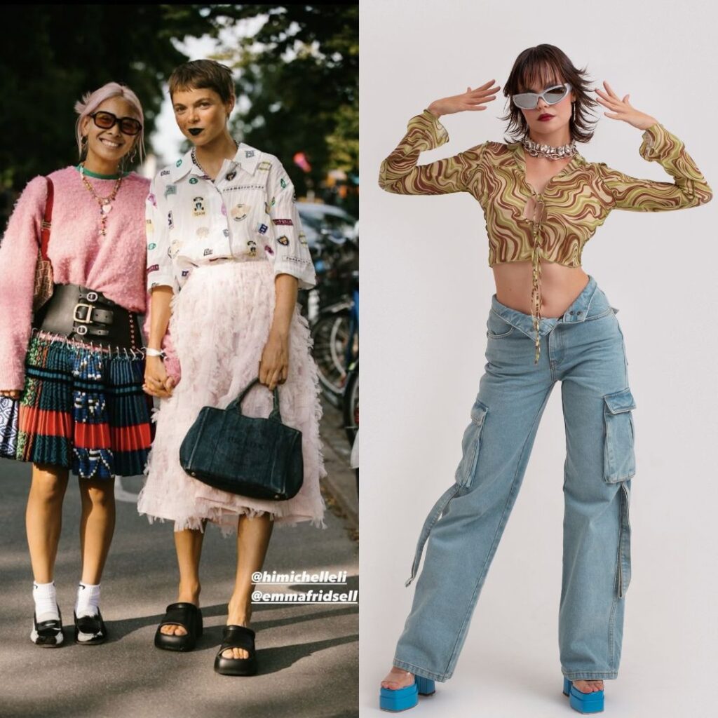 Women wearing maximalist fashion